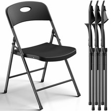 Folding Chair 4 Pack, Outdoor Plastic Sturdy Metal Folding Chairs for Outside In