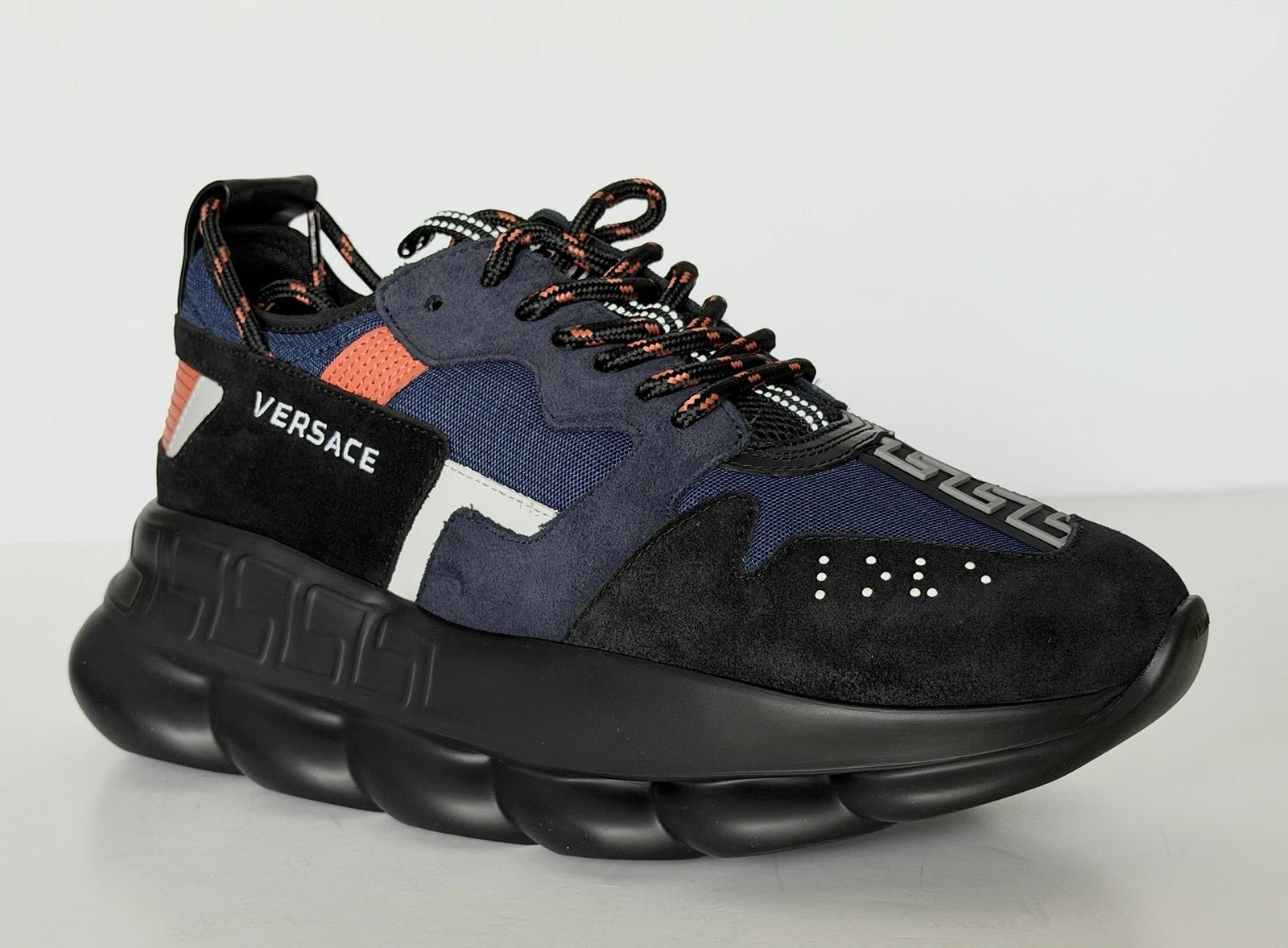 Versace Chain Reaction Chunky Sneakers Black/Blue 13 US (46 Eu) 1021575 IT NIB