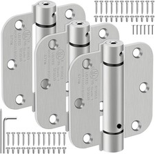 3 Pack 3.5 Inch Self Closing Door Hinges 5/8" Radius Corners Spring Loaded Hinge