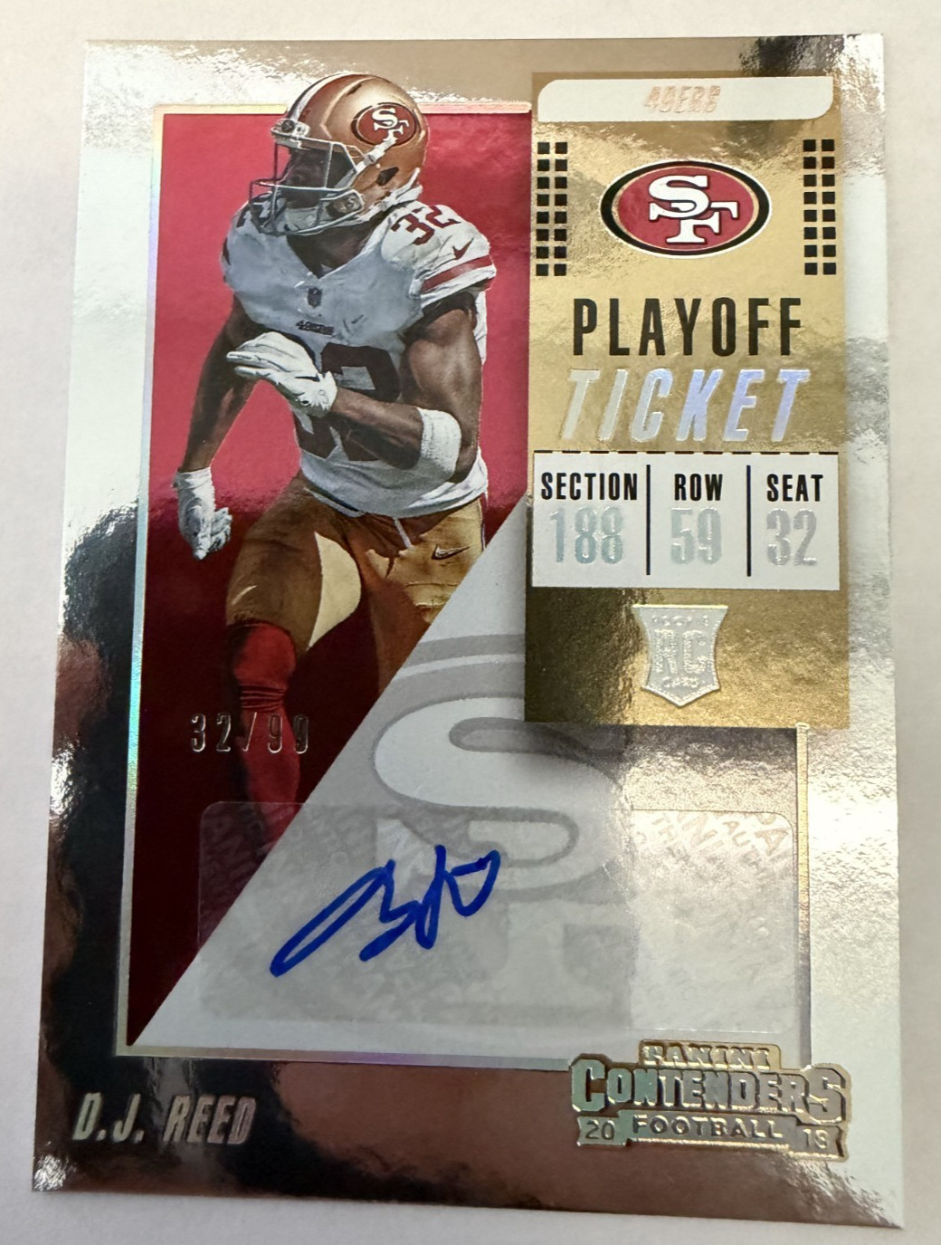 DJ Reed Panini Contenders #313 Variation-Autograph Playoff Ticket