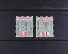 British Honduras Scott # 54-55 VF OG HR/Hinged British Colony Stamps Cat $125