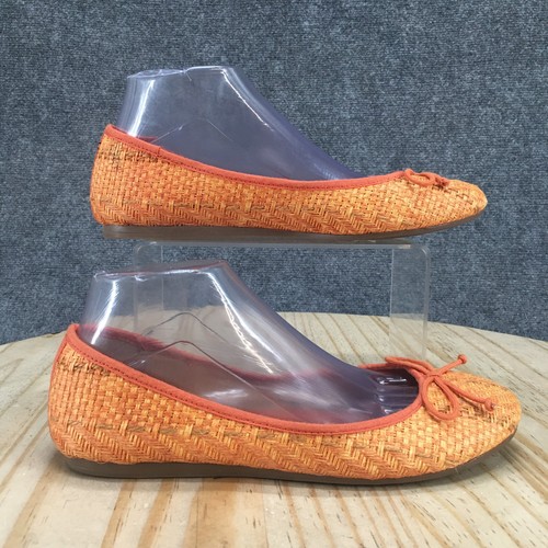 Franco Sarto Shoes Womens 8.5M Zapp Ballet Flates Woven Weaved Orange Casual - Picture 1 of 16
