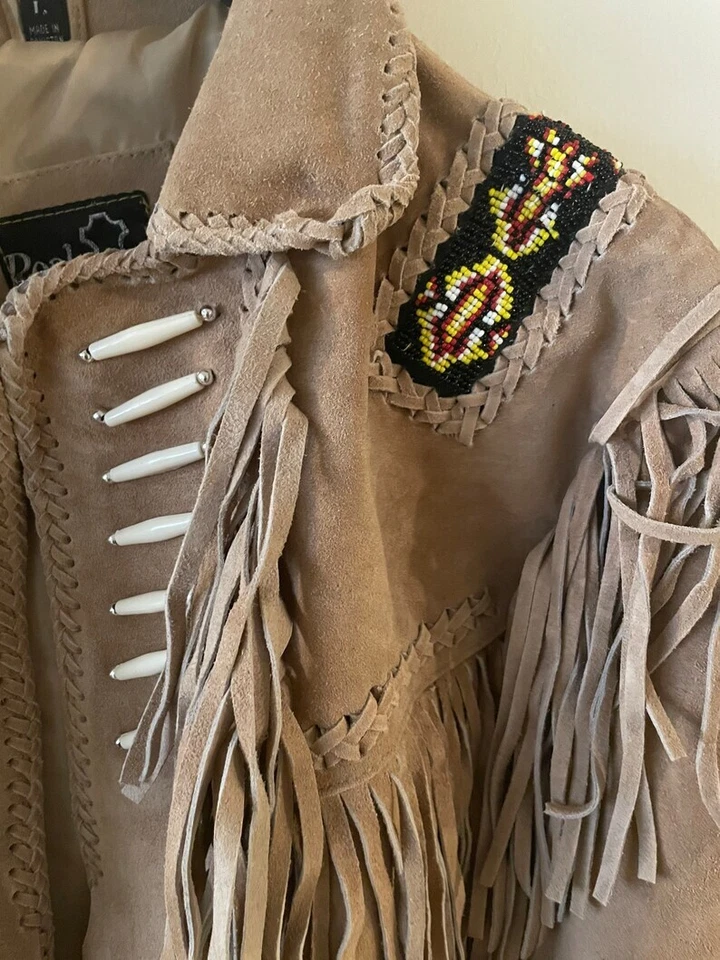 Mens Buckskin Leather Suede Jacket Fringes Deerskin Mountain Man Native American - Image 3 of 4