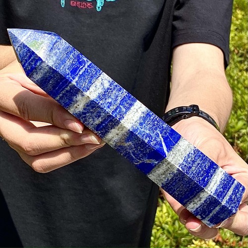 1.65LB Natural blue striped stone crystal Obelisk quartz crystal energy column - 第 2/12 張圖片