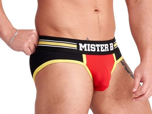 MISTER B URBAN JOCK BRIEFS MENS OPEN BACKED MESH FRONTED UNDERWEAR - Picture 2 of 7