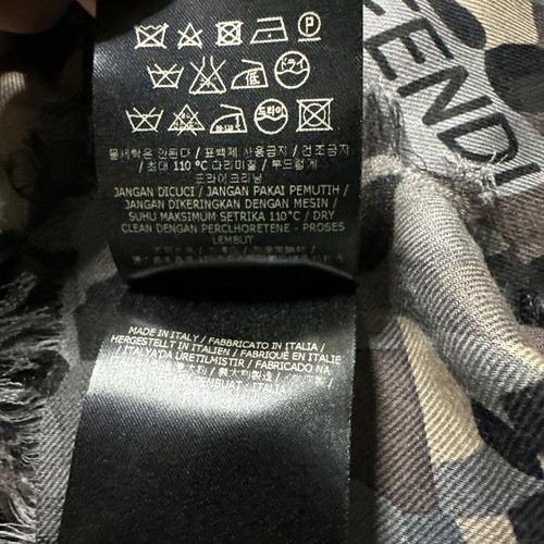NEW Fendi Unisex Multicolor Camo Wool Silk Scarf 100% Authentic - Picture 7 of 8