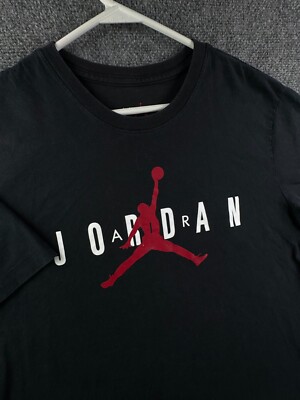 Air Jordan T Shirt Black Short Sleeve Cotton Large Men Jumpman