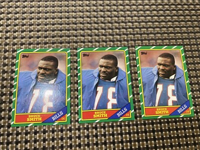 HERE IS A BRUCE SMITH R/C TOPPS 1986 BUFF.BILLS #389 (LOT OF 3 SAME CARD-REDUCED