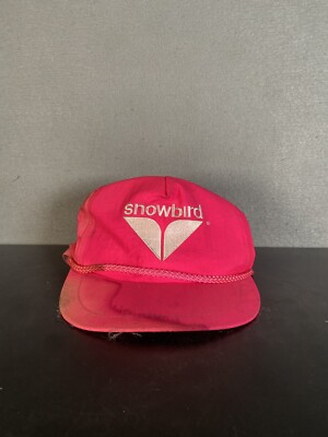 Vintage Snowbird Hot Pink Nylon Cap Hat Buckle Back