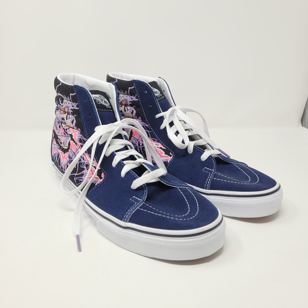 Vans Mens 11.5 Womens 13 Sk8 Hi Zap Navy Blue skull Glow in the