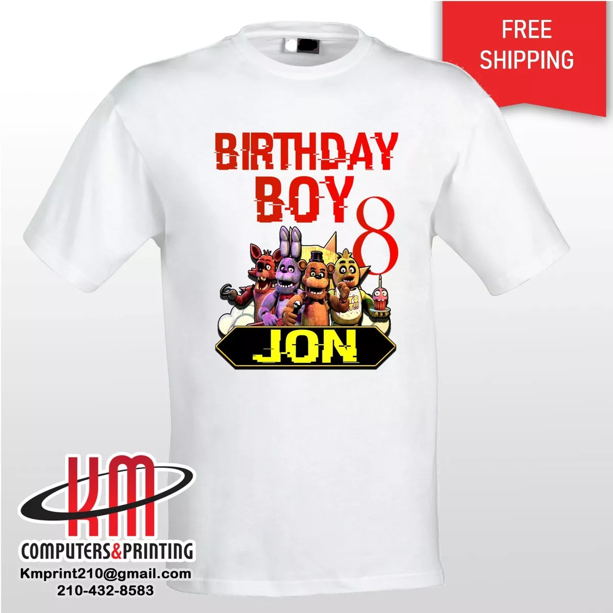 Five Nights at Freddy's (FNAF) T-Shirt Birthday Image - FNAF Party Supplies