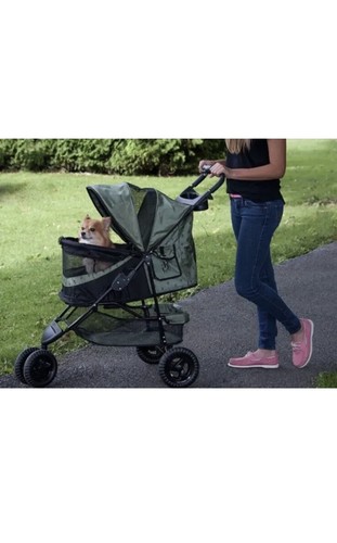 Pet Gear No-Zip Special Edition Wheel Pet Stroller Zipperless Entry Sage Green - Picture 5 of 12