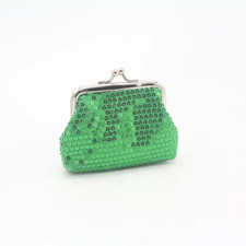 Green Sequins Decor Lock Coin Change Purse - New
