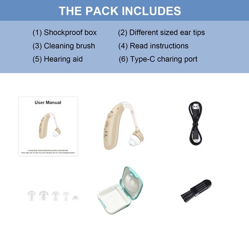 Bluetooth Digital Hearing Aid Aids Kit Behind the Ear BTE Sound Voice Amplifier - Picture 5 of 13