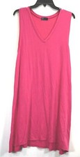 Gap Womens Solid Pink V Neck Sleeveless Stretch High Low Casual Shift Dress L