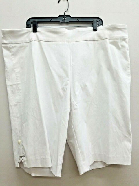 Avenue Women's Plus White Pull on Super Stretch Bermuda Shorts Size 26 | eBay