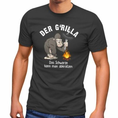 Herren T-Shirt Bedruckt Der G'rilla Gorilla Grill Motiv Grillen Fun-Shirt