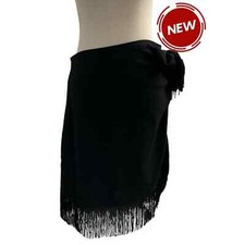 Sincerely Jules Fringe Black Skirt Regular Size L NWT 36-62