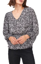 Vince Camuto Drifting Petals Smock Waist Blouse in Rich Black Size XS