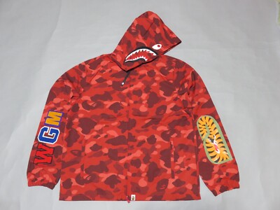 24050 bape color camo shark hoodie jacket red XXL UK