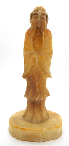 VTG 7” Orange Calcite Wise Man Figurine Hand-Carved Feng Shui Healing Crystal