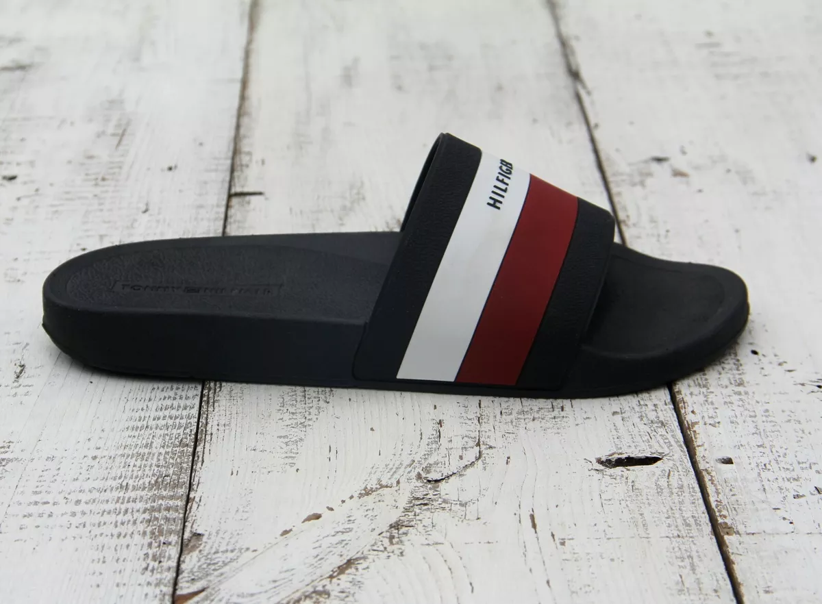 Navy blue shop tommy hilfiger slides