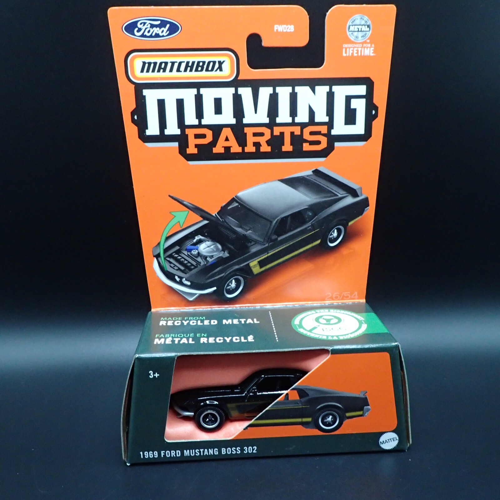 2024 Matchbox Moving Parts 1969 Ford Mustang Boss 302 with Opening Hood  Case M, image size:1600x1600