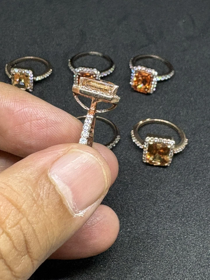 Menge 6 Bild Brown Simulierten Diamant Ring 14K Rose Vergoldet Mix Ring Größe - Bild 4 von 4