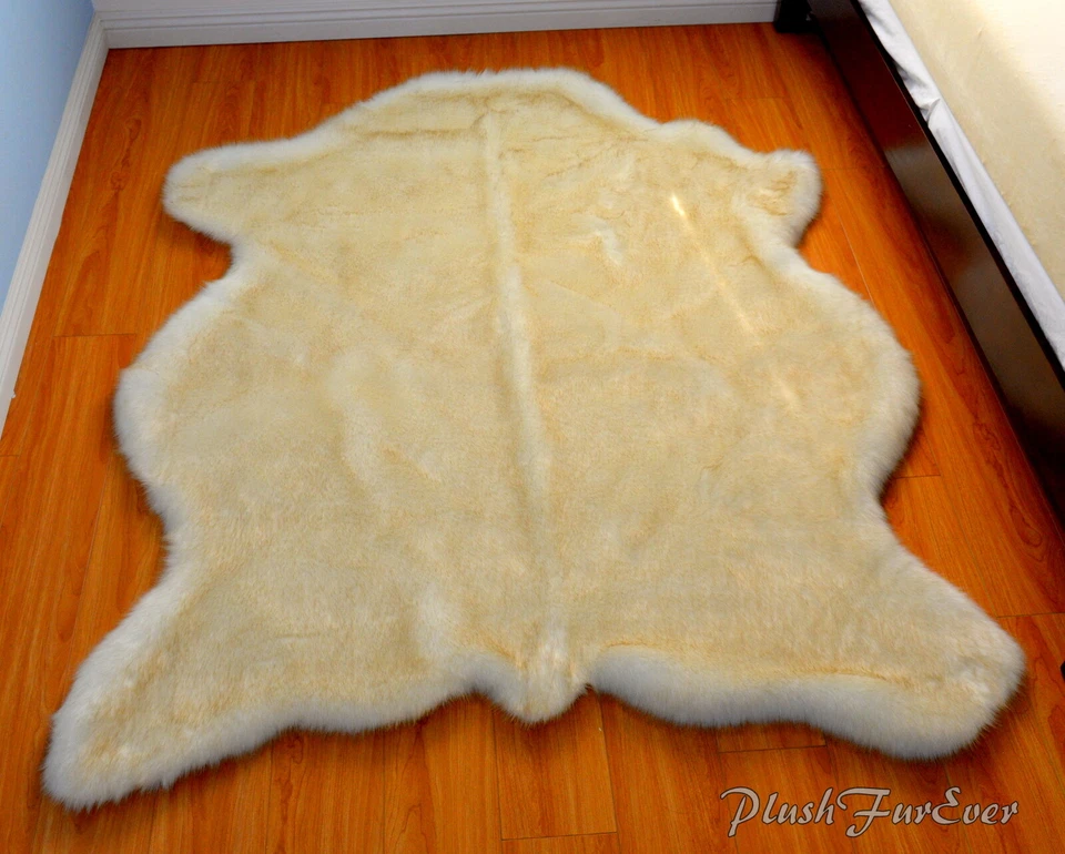 Alfombra de piel sintética de bisonte búfalo punta dorada de 5' x 6' alfombra gruesa mullida premium Foto 2 de 3