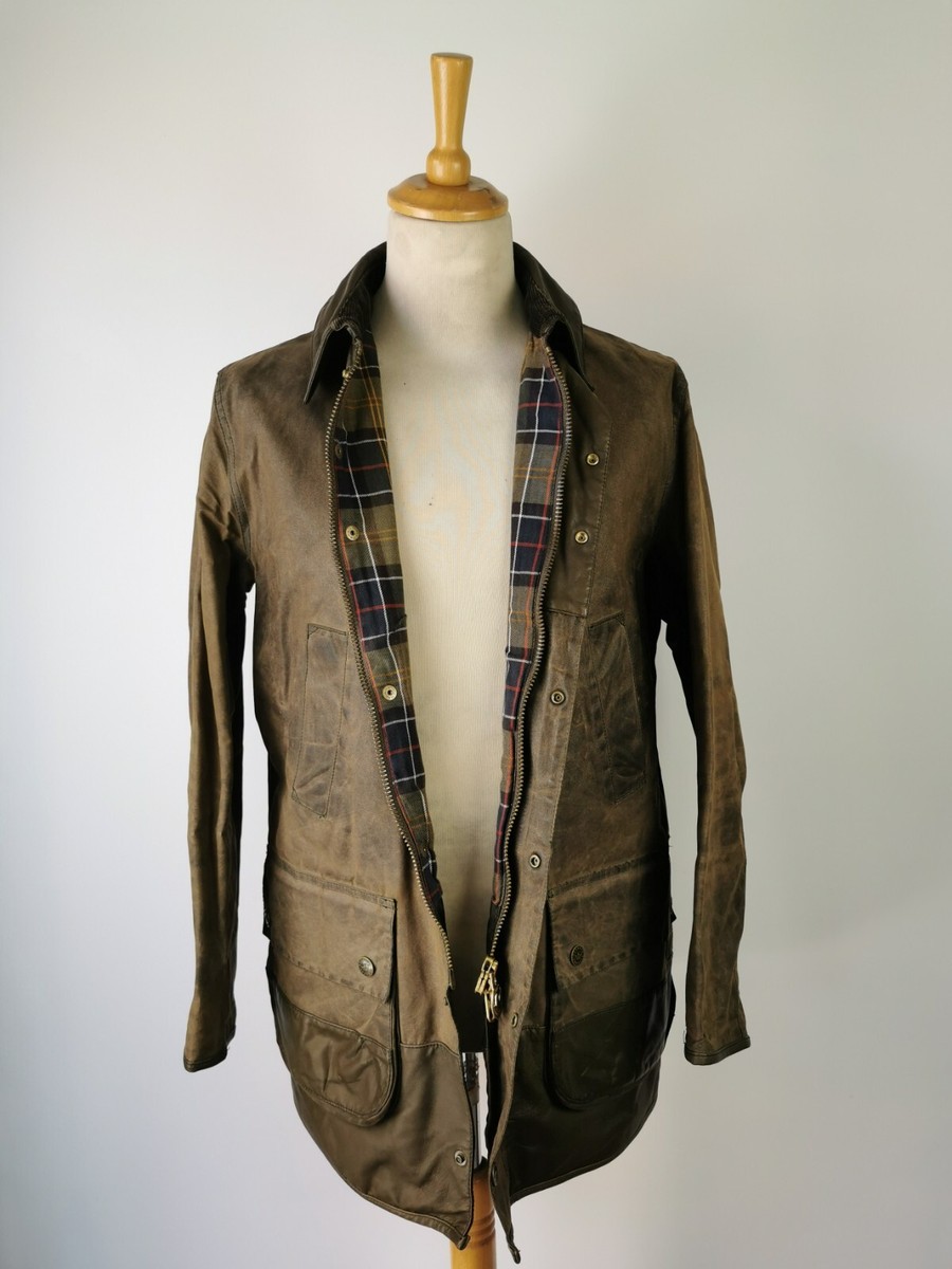 H8 Rare Mens Barbour X Adidas Adiwick Long Wax Cotton Olive