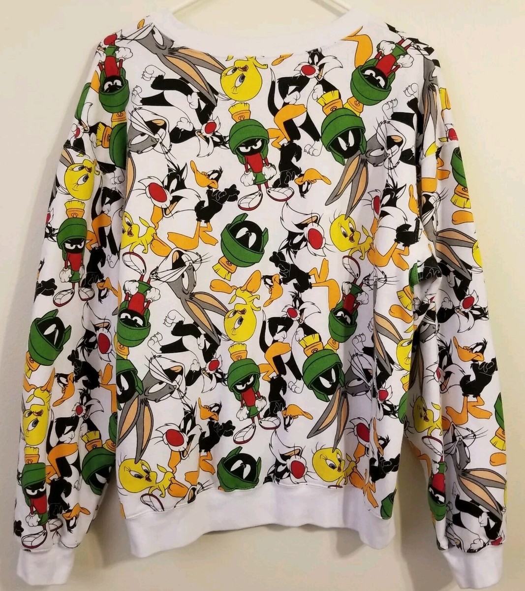 Looney Tunes Cartoon Characters Full Print Crew Neck Sweatshirt Size L  (11-13)
