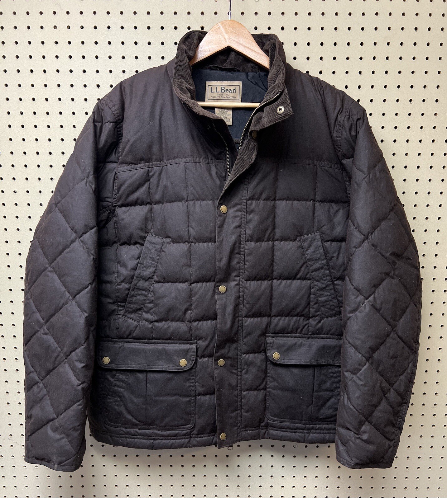 Mens LL BEAN Brown Waxed Cotton Goose Down Upcountry Field Winter