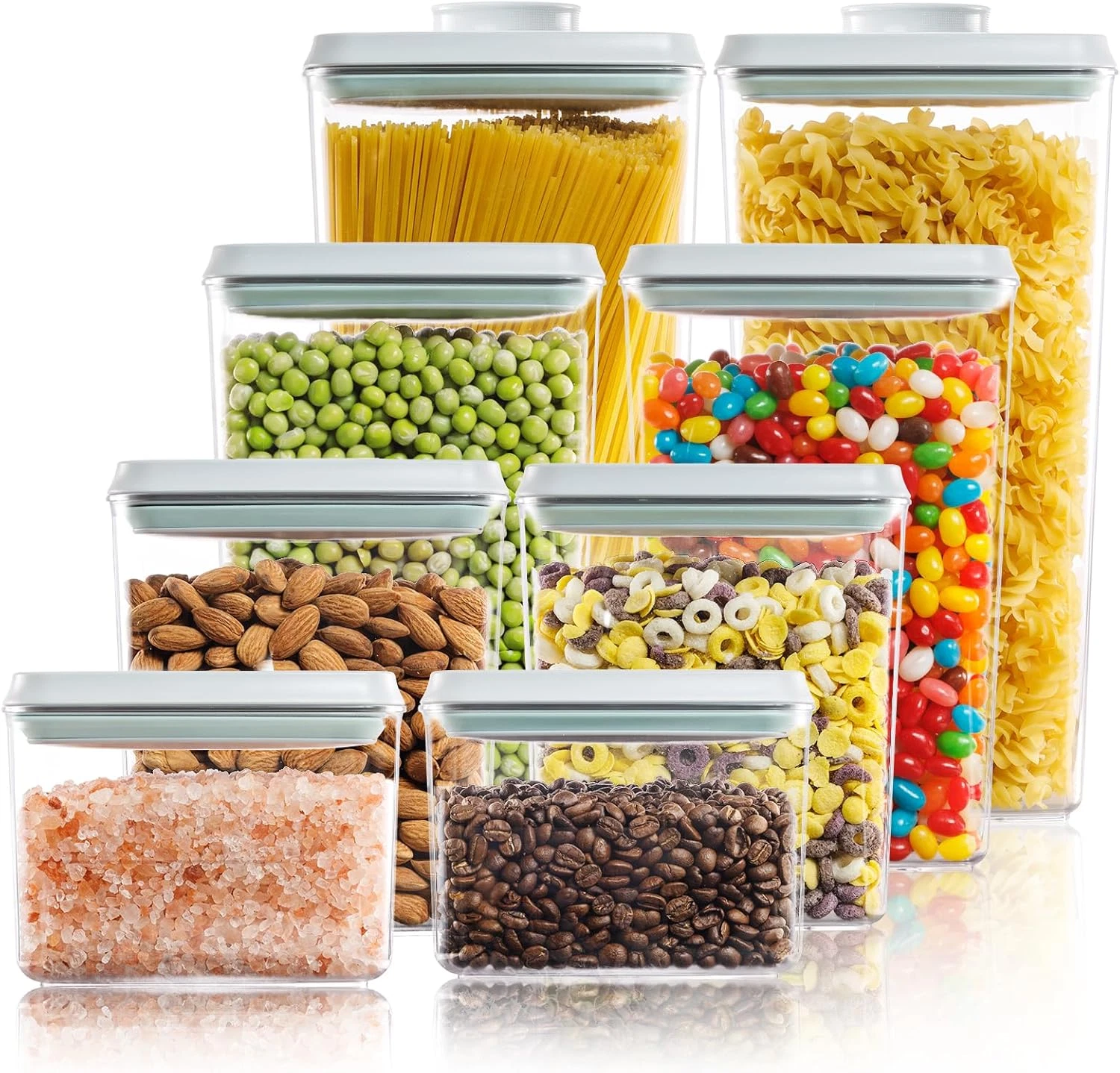 Airtight BPA-Free Food Storage Containers - 8 Pack with Measurement Marks