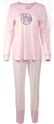 Damen Schlafanzug,Pyjama,Nachtwäsche,reine Baumwolle,Marke Puro,Engeldruck - Afbeelding 1 van 1
