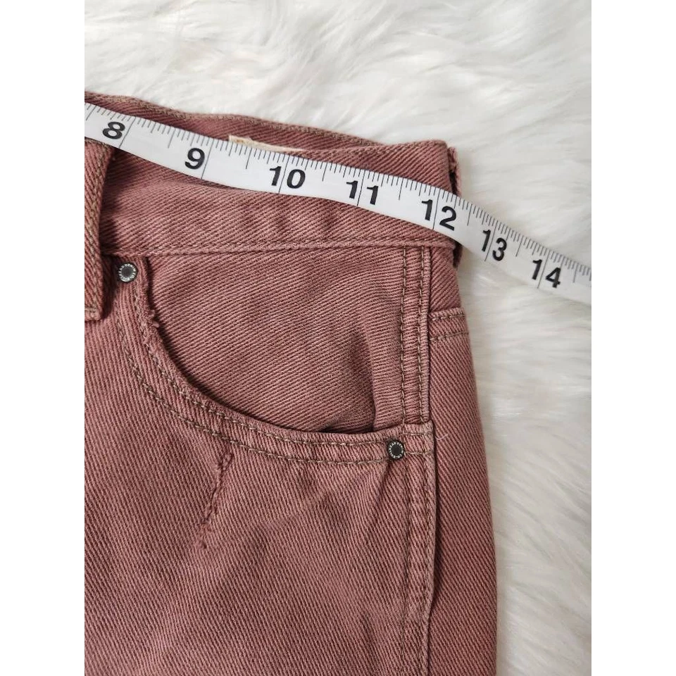 Pantalones Cortos de Denim Bullhead Para Mujer Corte Rosa Envejecido Tiro Alto Botón Mosca 25 Foto 3 de 4