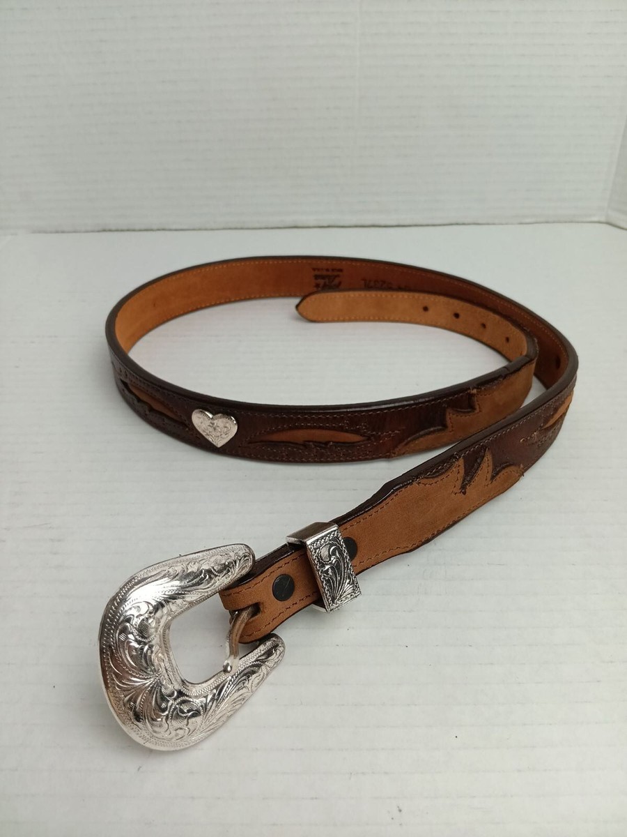 Tony Lama Sz 34 Genuine Brown Leather Metal Décor Western 