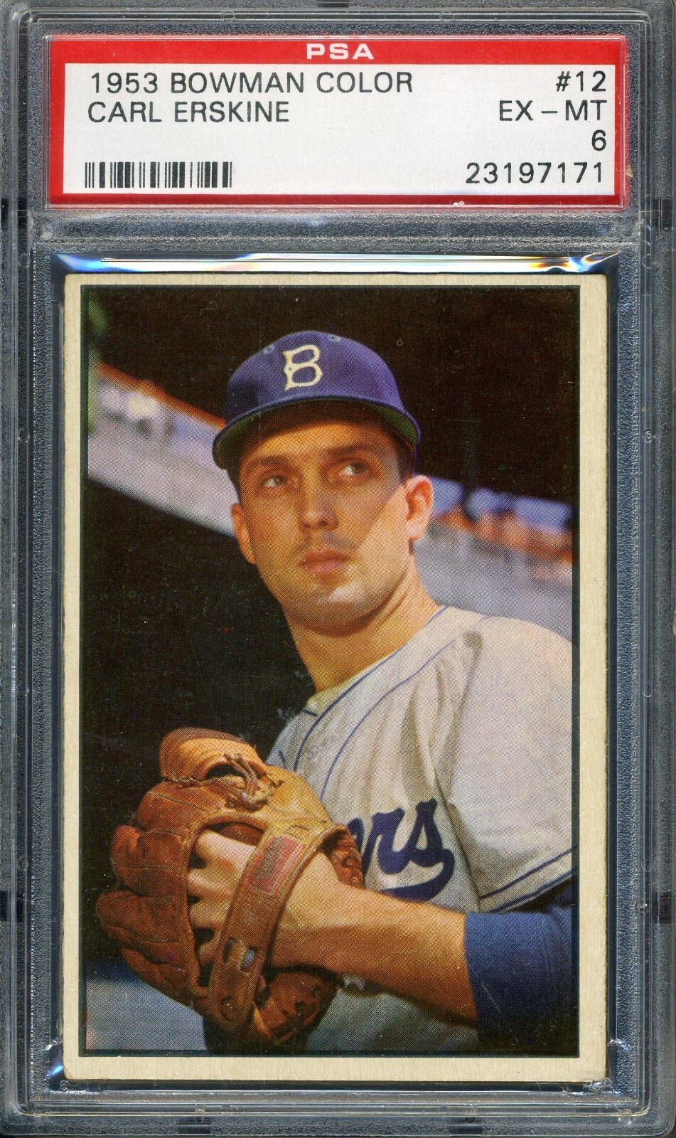 1953 Bowman Color #12 Carl Erskine PSA 6 EX-MT *Brooklyn Dodgers*