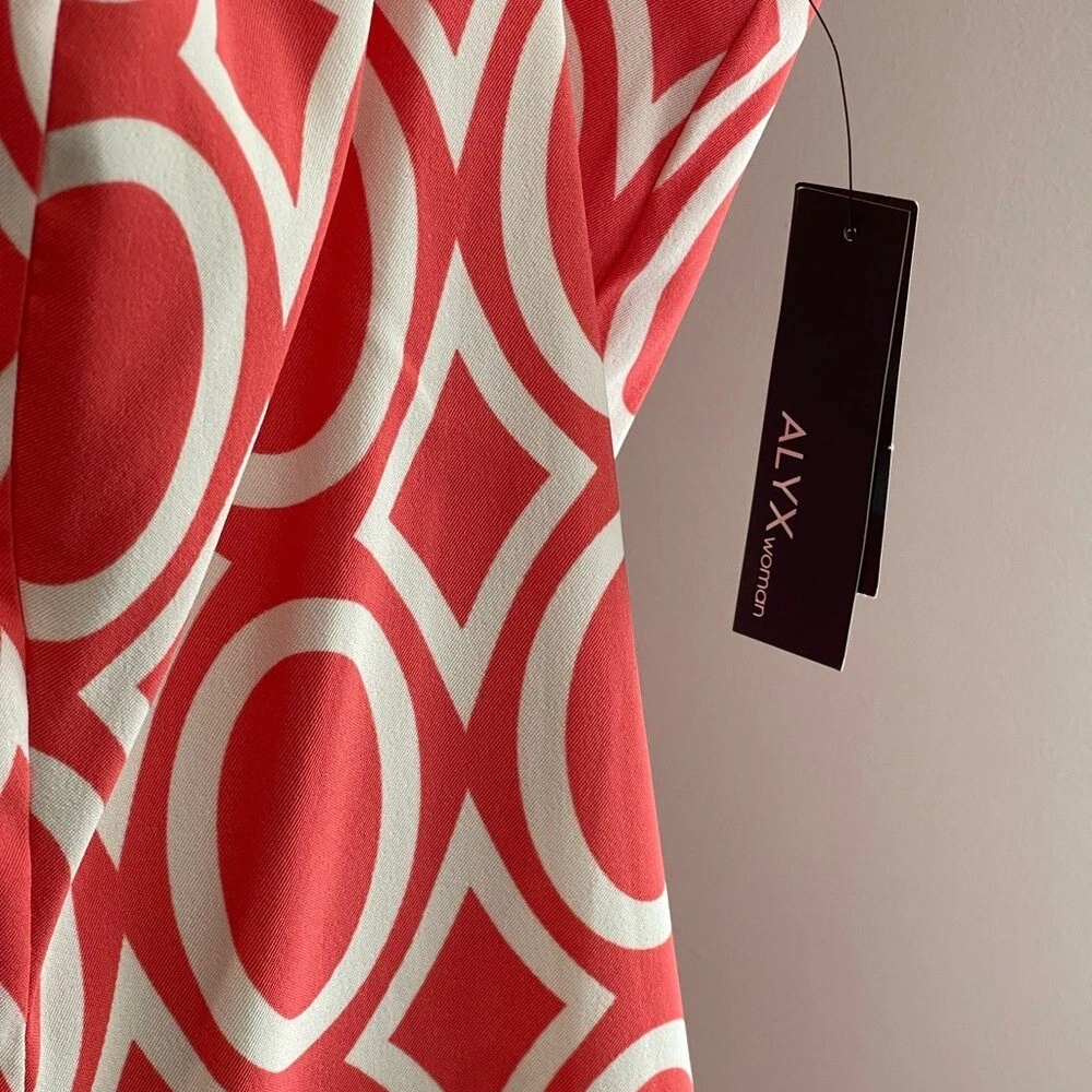 Nuovo Alyx 20W corallo bianco geometrico senza maniche cerniera posteriore con elastico 543