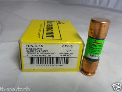 New Lot Bussmann FRN-R-15 Amp Fuses Energy Efficient Class RK5 250 Volt NIB