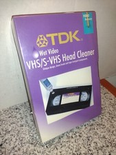 TDK VCR Head Cleaner, Wet Type. For VHS AND S-VHS Player. New In Sealed Package.