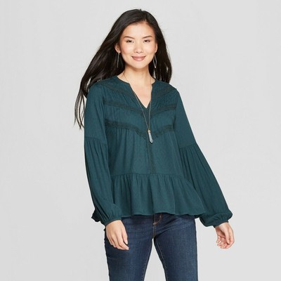 dark green peplum top