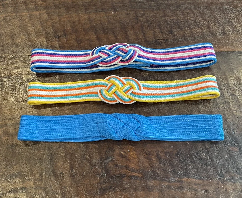 Cinturón Nudo Vintage Años 80 Cuerda Trenzada Ajustable Colores Primarios Festival Talla L/XL Foto 2 de 4