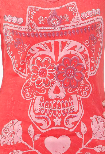 Y2k Affliction t Shirt M Velvet Stone Orange Cowboy Skull Bling New Burn out USA - Picture 4 of 7