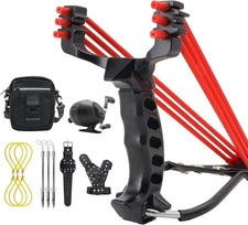Fishing Reel Slingshot Catapult W/ Hunting Fish Fishing Broadheads Wristband W/