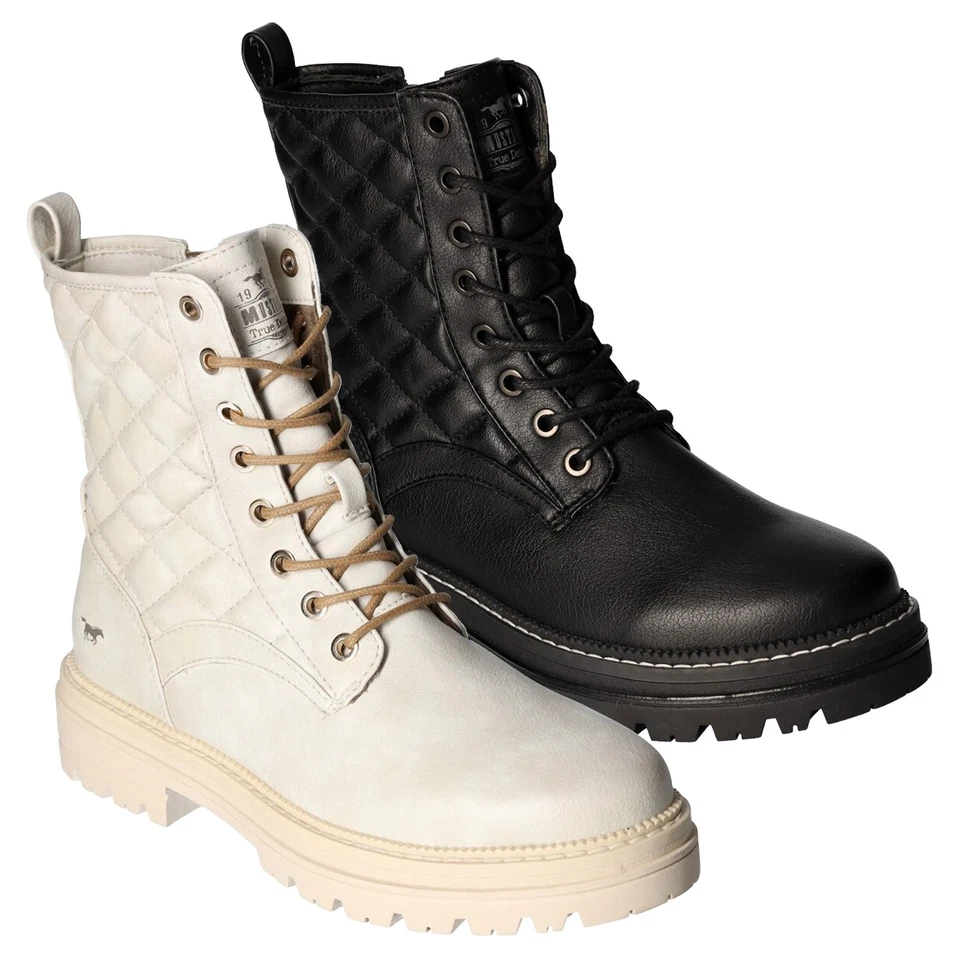 Mustang Femme Bottines Schnürboot Plateforme Matelassé Motif à Losanges 1398-516 - Photo 1/1