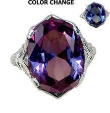 12CT Natural Alexandrite 925 Sterling Silver Nouveau Style Ring Sz 6,7,8 RE1