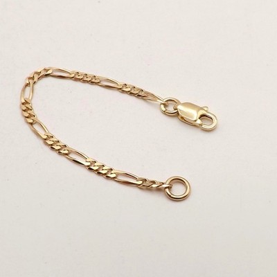 Solid 10k Gold Figaro Link Safety Chain Extender Bracelet or Necklace 3in 2mm