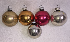 5 Shiny Brite Mercury Glass Christmas Tree Ornaments USA Made Vintage Mixed Lot