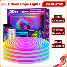 20FT Neon Rope Lights, Flexible Led Rope Lights Control with App/Remote Multiple