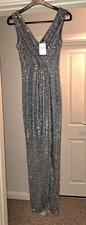 Quiz Silver Sequin Evening Dress Size UK 10